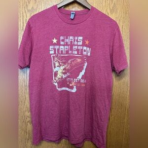 Chris Stapleton Red Short Sleeve Tee with Graphic Design